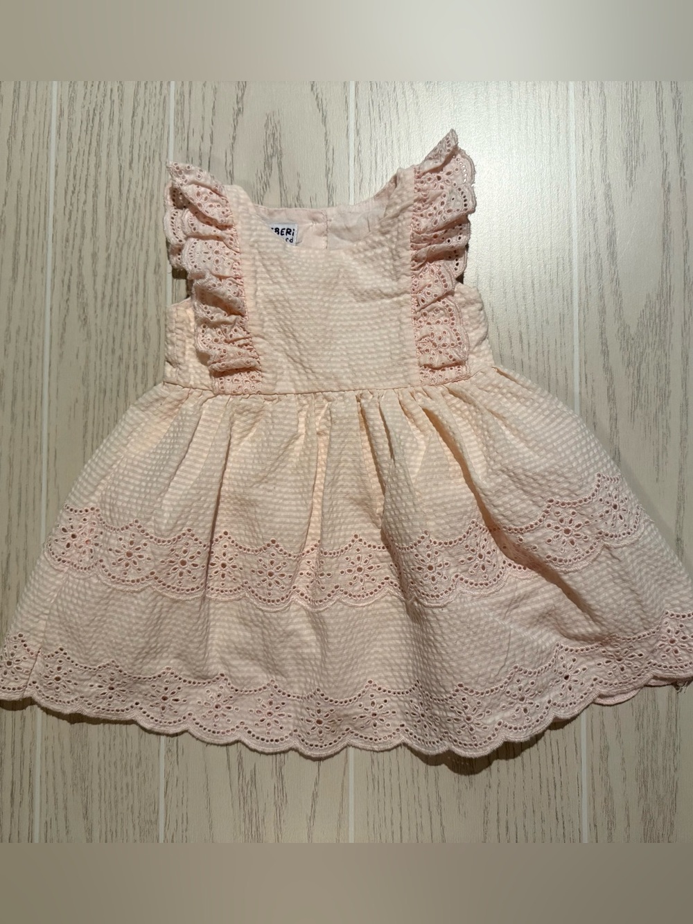 Blueberi Boulevard Baby Girls Pink Eyelet Ruffle Dress 12M